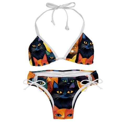 Cat Detachable Sponge Adjustable Strap Bikini Set Two Pack Great For All Scenes One Piece