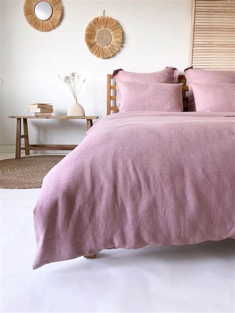 Dusty Rose Cotton Duvet Set Stonewashed Cotton Pink Duvet Cover With 2