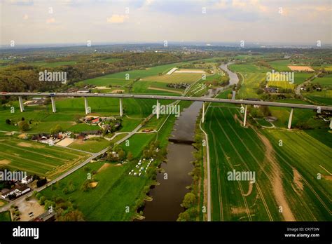 Aerial View Ruhrtalbruecke Bridge A52 Ruhr River In The Ruhr Valley