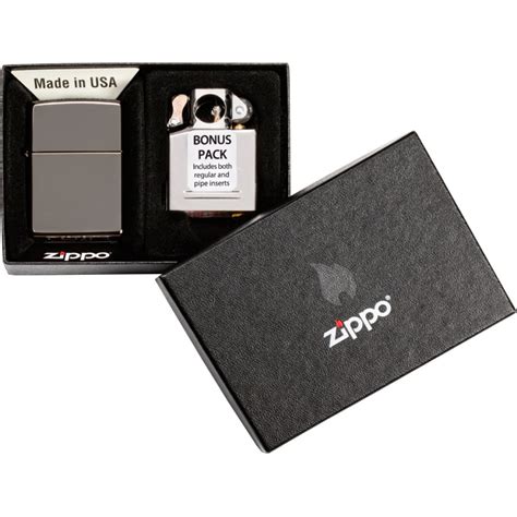 Подарочный набор Zippo: ветроустойчивая зажигалка Black Ice + вставной ...