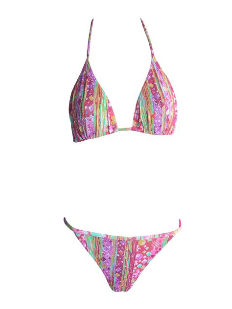 Neckholder Triangel Bikini von Solar Tan Thru durchbäunend B Cup Luftballons in rosa gelb Banjador