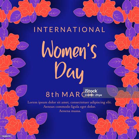 3월 8일 꽃이 만개한 세계적인 행복한 여성의 날 International Womens Day에 대한 스톡 벡터 아트 및 기타