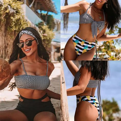 Conjunto De Bikinis Estampado Floral Bikini Talla Grande Ba Ador Mujeres Cintura Alta Talla