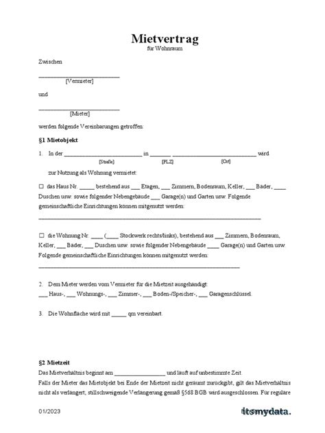 mietvertrag vorlage
