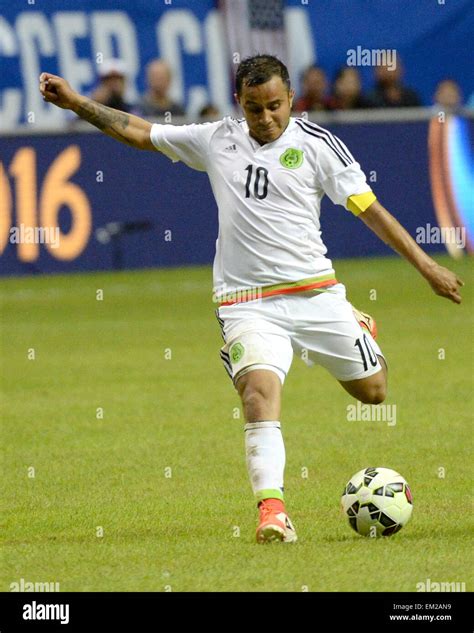 April 15, 2015. Luis Montes 10 of Mexico in action vs the USA soccer ...