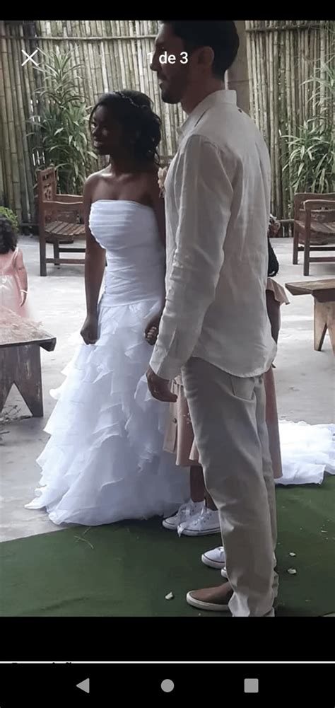 Vestido de Noiva e Buquê Nude Vestido Feminino Usado enjoei