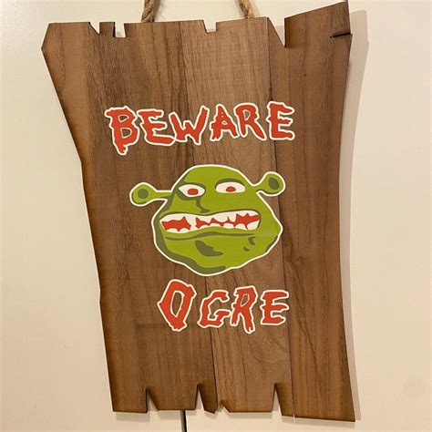 Beware Ogre Shrek Sign Etsy