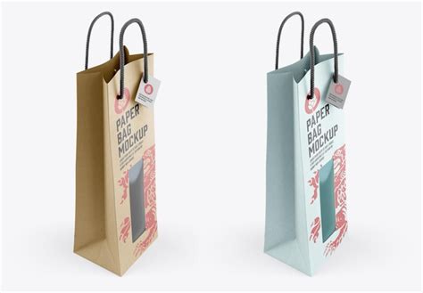 Premium Psd Kraft Paper Bag With Window Mockup