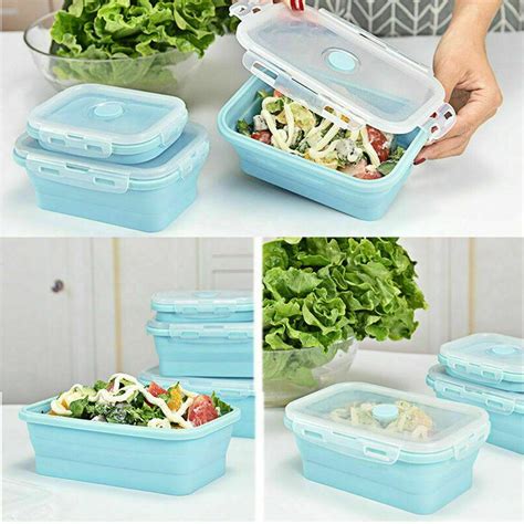 Sets of collapsible Silicone Food Storage Containers w/airtight