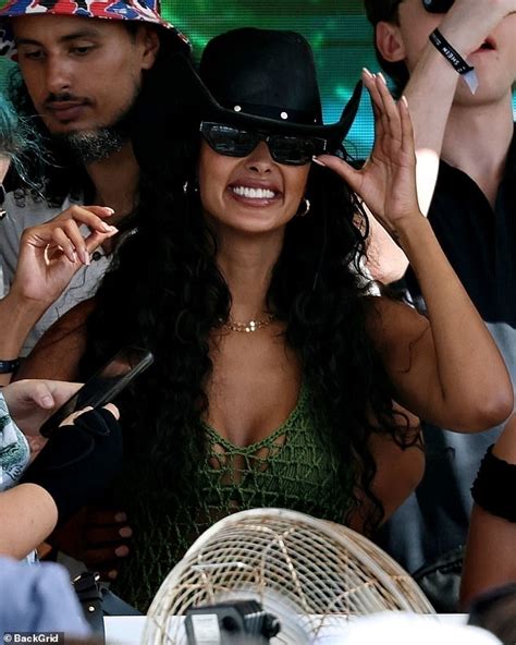 Maya Jama Flaunts Her Jaw Dropping Figure In A Skimpy Bikini And Mesh Cover Up As She Finds