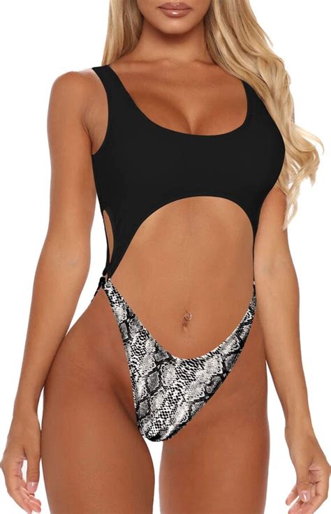 Sovoyontee Women S Sexy One Piece Swimsuits Cheeky Thong Bikini Bathing Suit Small Shopstyle