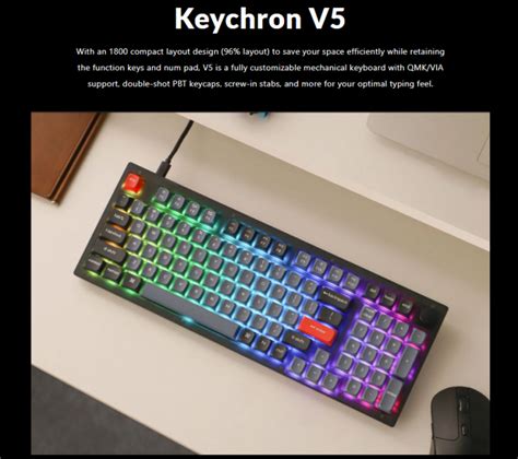 Keychron V Hot Swap RGB Fully Assembled Knob Frosted Black Translucent Carbon Black
