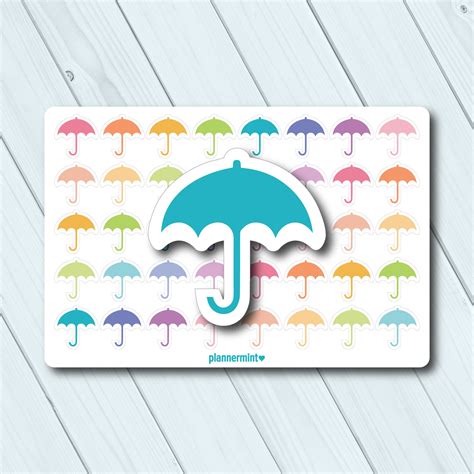 Umbrella Stickers Planner Stickers Functional Icon Stickers Erin