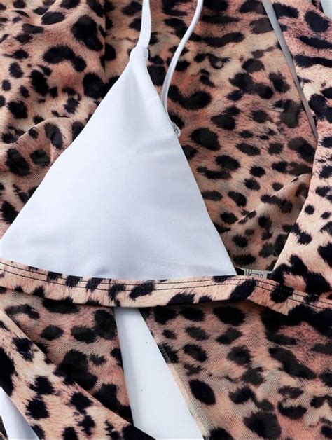 Leopard Bikini Set One Shoulder Bra High Cut Bottom Estyle Pk
