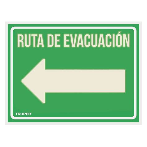 Ficha Tecnica Letrero de señalización "RUTA EVACUACIÓN IZQUIERDA",21x28 cm