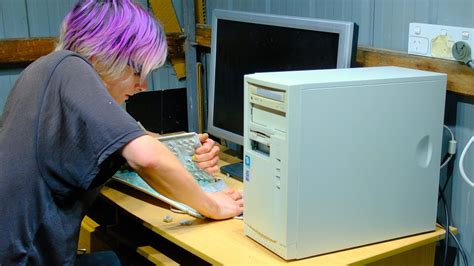 Angry Office Man Destroys Faulty Vintage Computer Youtube