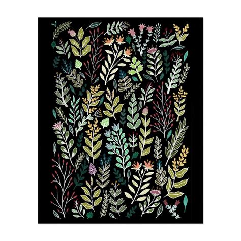Dark Botanical Illustrations Floral Botanical Nature Art Printposter