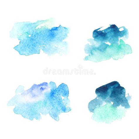 Grande Tache D aquarelle Bleue écartée Au Fond Clair Composition