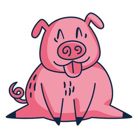 Pig With Tongue Out Cartoon PNG & SVG Design For T-Shirts