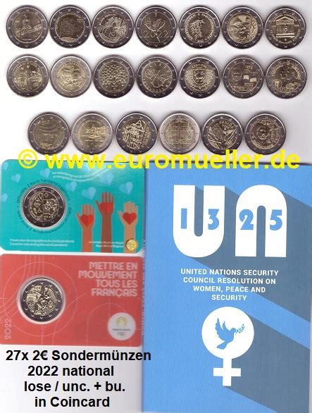 euromueller de 27x 2 Euro Sondermünzen 2022 national unc und CC