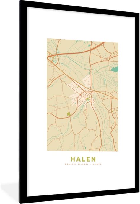 Fotolijst Incl Poster Retro Halen Stadskaart Plattegrond