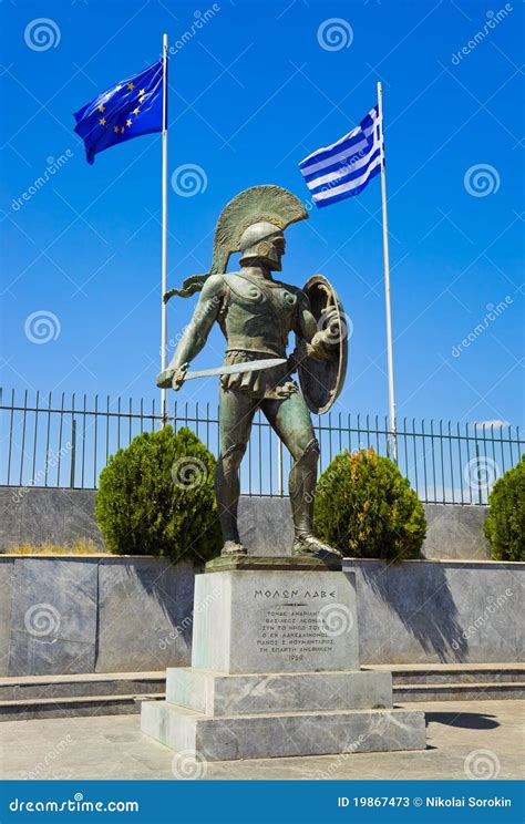 Statue of King Leonidas in Sparta, Greece Stock Image - Image of blue, combat: 19867473