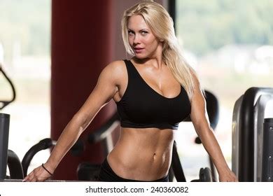 Sexy Blonde Woman Posing Gym Stock Photo Shutterstock