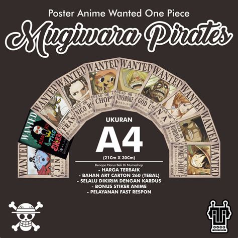 Promo A4 Poster Bounty Wanted One Piece Mugiwara Ukuran Straw Hat