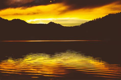 wallpaper lake, sunset, skyline, sky, reflection HD : Widescreen : High ...