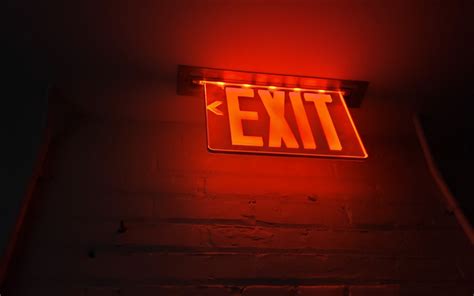 Download wallpapers Exit sign, red neon sign, night, red lights, exit ...