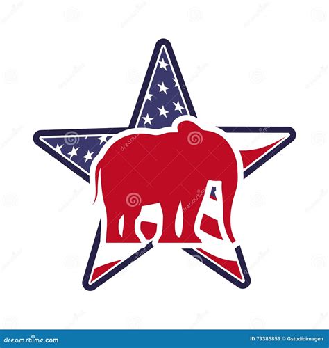 Usa Political Party Symbols Standing On American Flag Covered Table