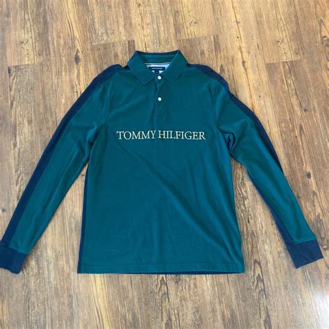 Tommy Hilfiger Men S Green And Navy Shirt Depop