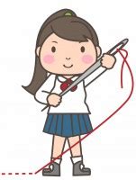 手芸部 大きな縫い針で縫っている女子部員 | 無料イラスト素材｜素材ラボ