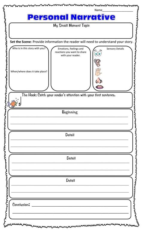 Personal Narrative Graphic Organizer Writing Instruction Writing