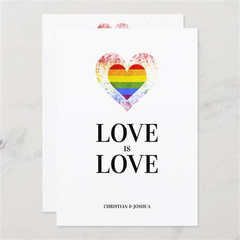 Pride Rainbow Heart Lesbian Gay Wedding Invitation Zazzle