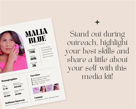 One Page Media Kit For Influencers Influencer Outreach Media Kit