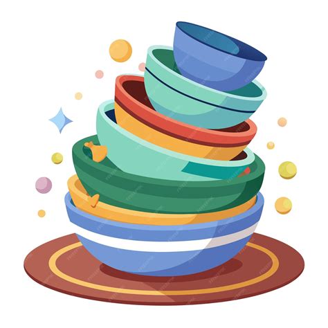 Stack of dirty dishes clipart vector art and illustration | Premium AI ...