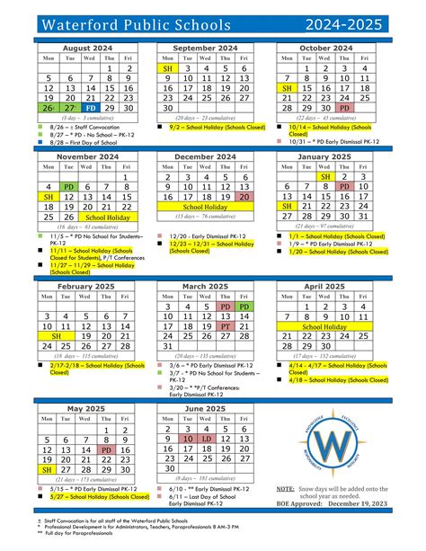 WPS 2024 2025 School Year Calendar By Waterford Public Schools Issuu