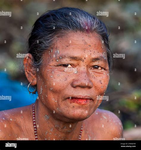 Portrait Of Elderly Woman From The Mishing Tribe From Majuli Island In