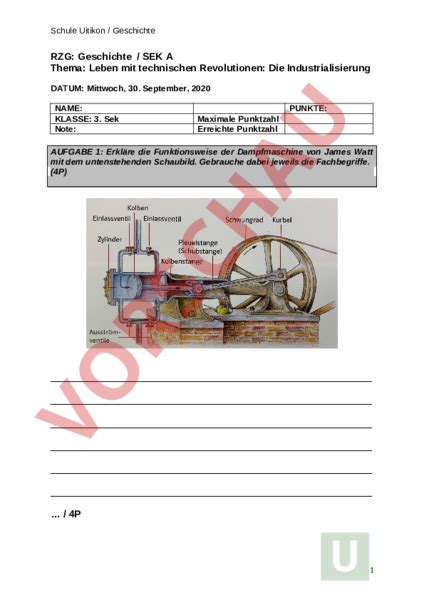 Arbeitsblatt RZG Geschichte Test Leben Mit Technischen Revolutionen