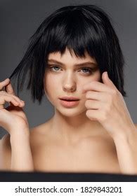 Beautiful Woman Black Hair Naked Shoulders Stock Photo Shutterstock