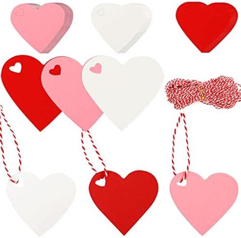 Foimas 150pcs Heart Shaped T Tags Heart Paper Kraft T Hang Tags With String