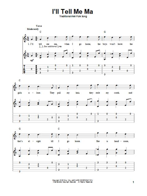 Ill Tell Me Ma By Traditional Irish Folk Song Sheet Music For Solo