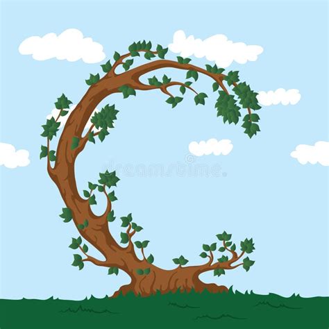 Forest Alphabet Illustration The Letter C From A Tree Stock