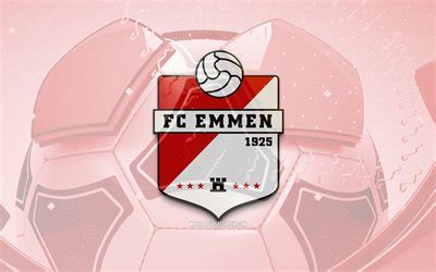 Download FC Emmen glossy logo, 4K, red football background, Eredivisie ...