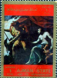 Stamp Nude Painting Ajman Nude Paintings Large Format Mi AJ 2563A Col AJ 1972 08 15 406i