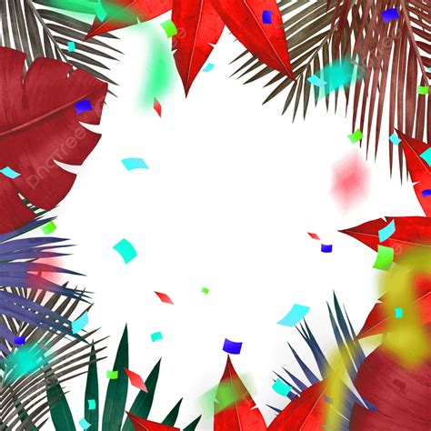 Palm Leaf Border PNG Image, Red Palm Leaf Colorful Plant Border, Red ...