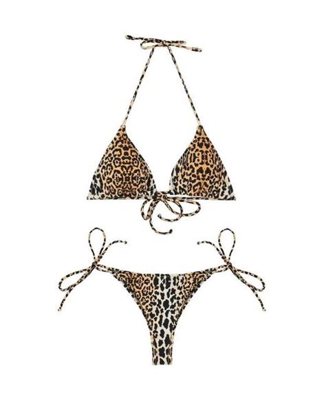 Reina Olga Love Triangle Stretched Bikini Set In Metallic Lyst