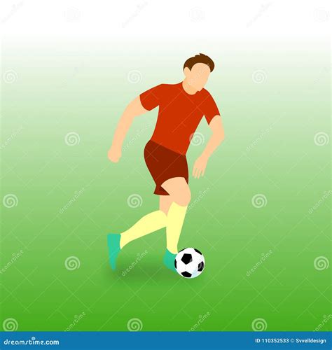 Dribbling Run Football Player Vector Illustration Stock Vector