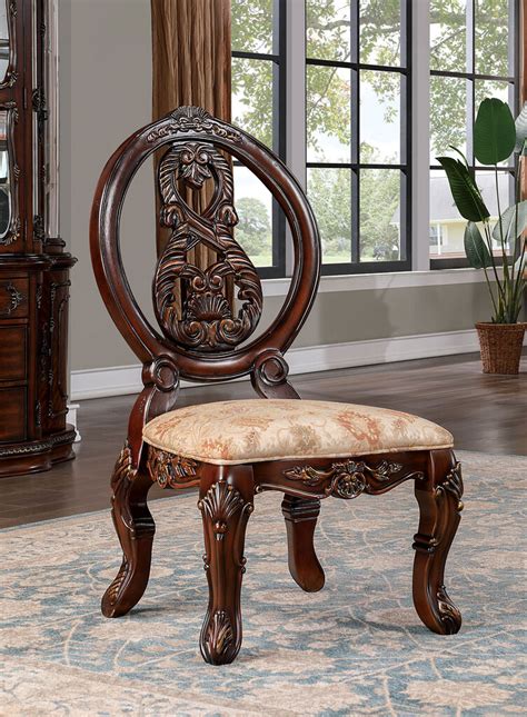 Normandy Side Chair Set Of 2 In Brown Cherry And Tan By Furniture Of